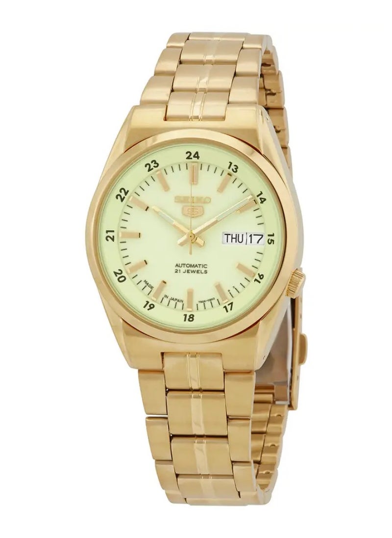 SNK578J1 Men's Automatic Analog Watch, Gold-Tone Stainless Steel Bracelet, Day-Date Display, 30M Water Resistant