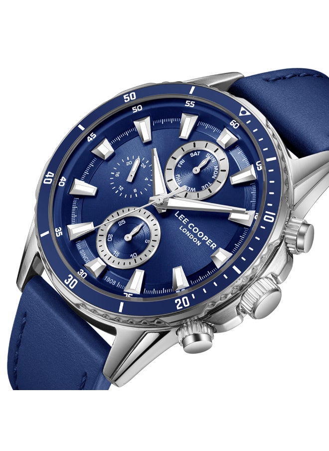 LEE COOPER LC08004.399 Men Multi Function Display Watch & Leather Strap Dark Blue