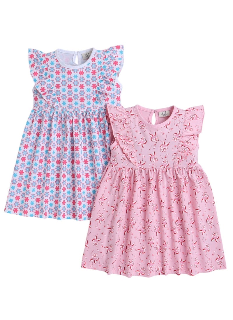 Victor and Jane - All-Over Printed Ruffle Dress (Pack of 2)