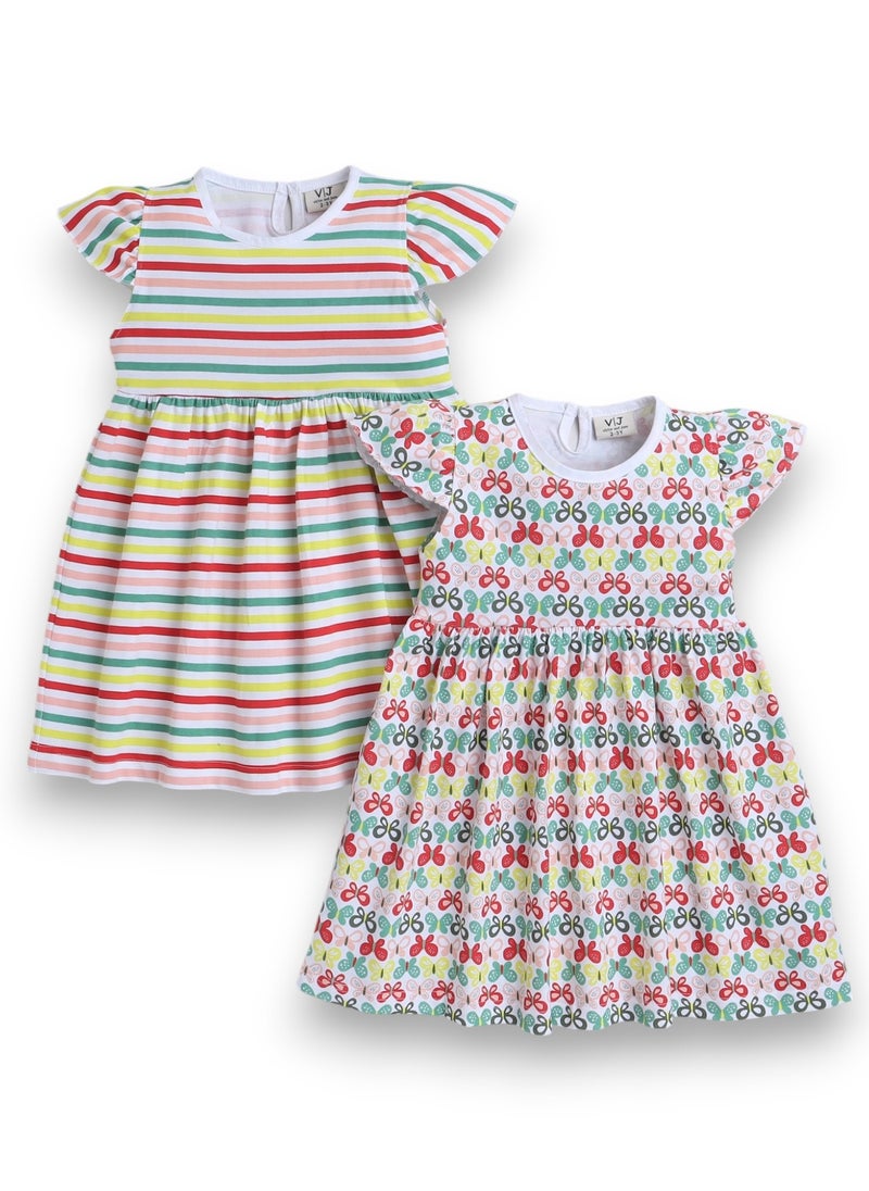 Victor and Jane  All Over Printed Cap sleeve - Dress (Pack of 2)