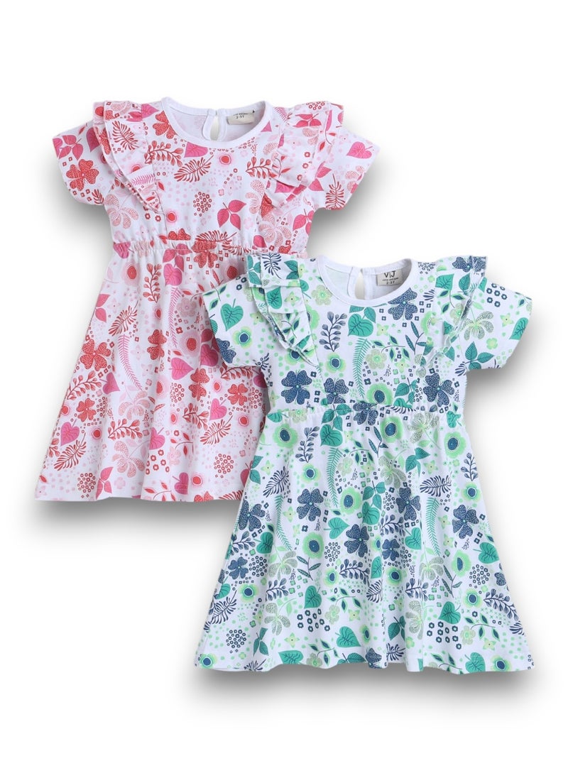 Victor and Jane - All-Over Printed Ruffle Dress (Pack of 2)