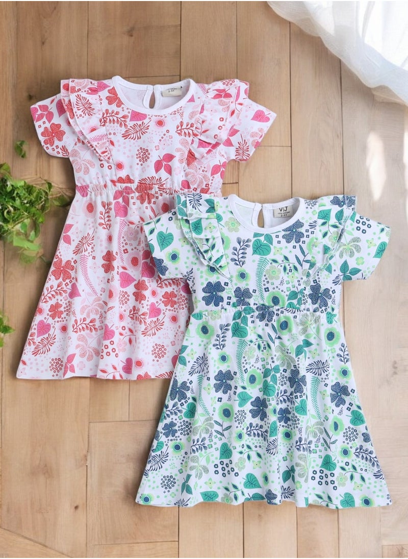 Victor and Jane - All-Over Printed Ruffle Dress (Pack of 2)