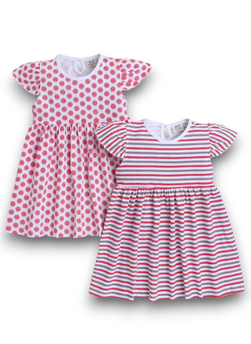 Victor and Jane All Over Printed Cap sleeve - Every Day Dress (Pack of 2)