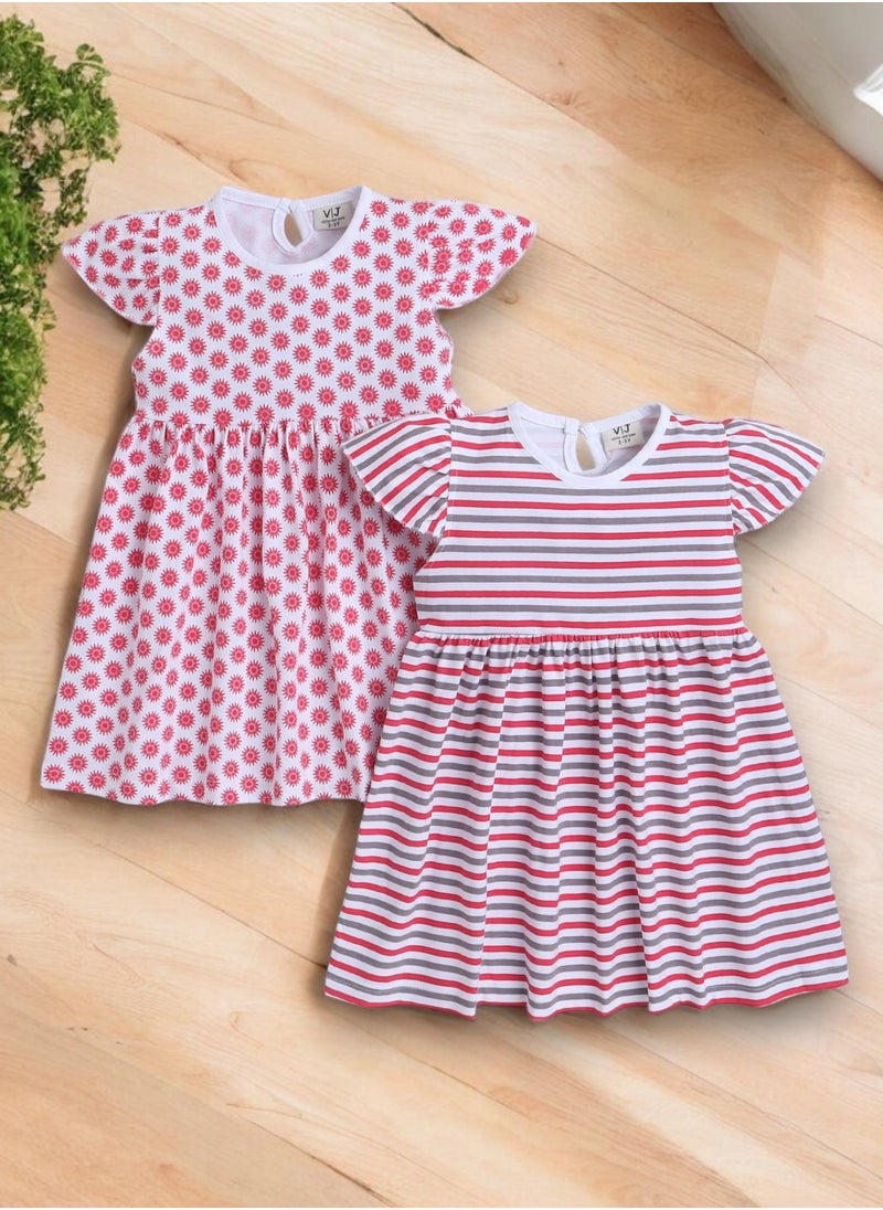 Victor and Jane All Over Printed Cap sleeve - Every Day Dress (Pack of 2)