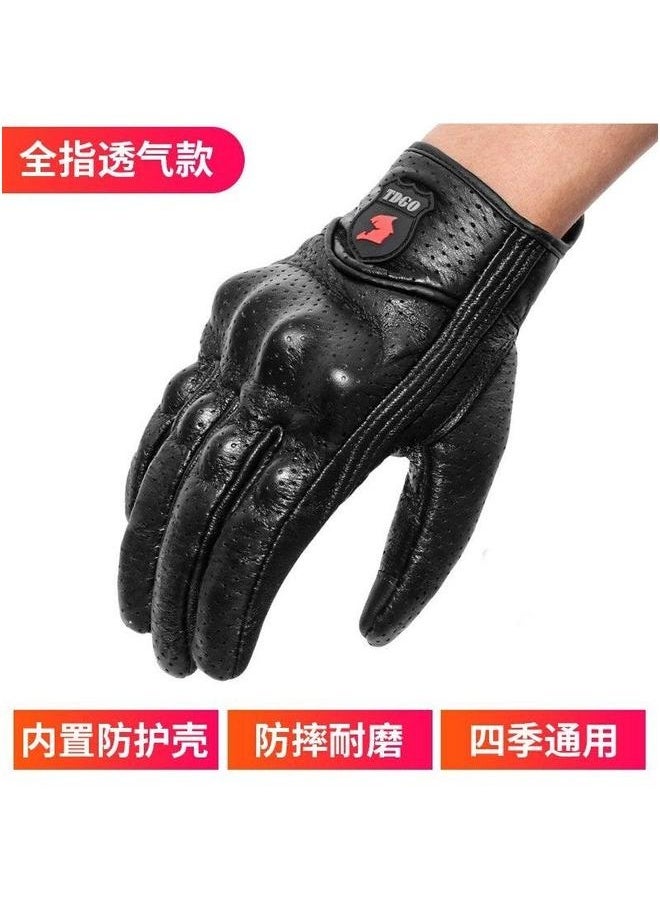 Touchscreen Leather Cycling Gloves Breathable TDGO breathable gloves 【four seasons universal leather gloves】】