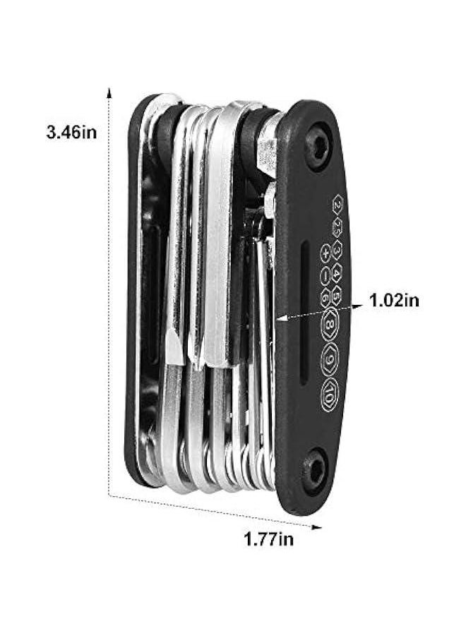 Bike Repair Tool Kit, 16 in 1 Multifunction Bicycle Repair Kit Heat-Treated Cycling Maintenance Tool with Tyre Lever, Allen Wrench, Tyre Patches, Metal Rasp, Handy Storage Case
