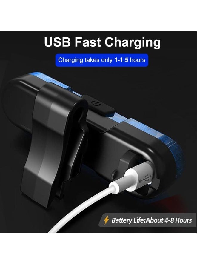 LED Bike Tail Light 2 Pack USB Rechargeable Bright Bicycle Rear Cycling Safety Flashlight with 4 Light Modes 360 Degree Rotatable Watterproof Shockproof Easy to Install  Red u0026 Bule