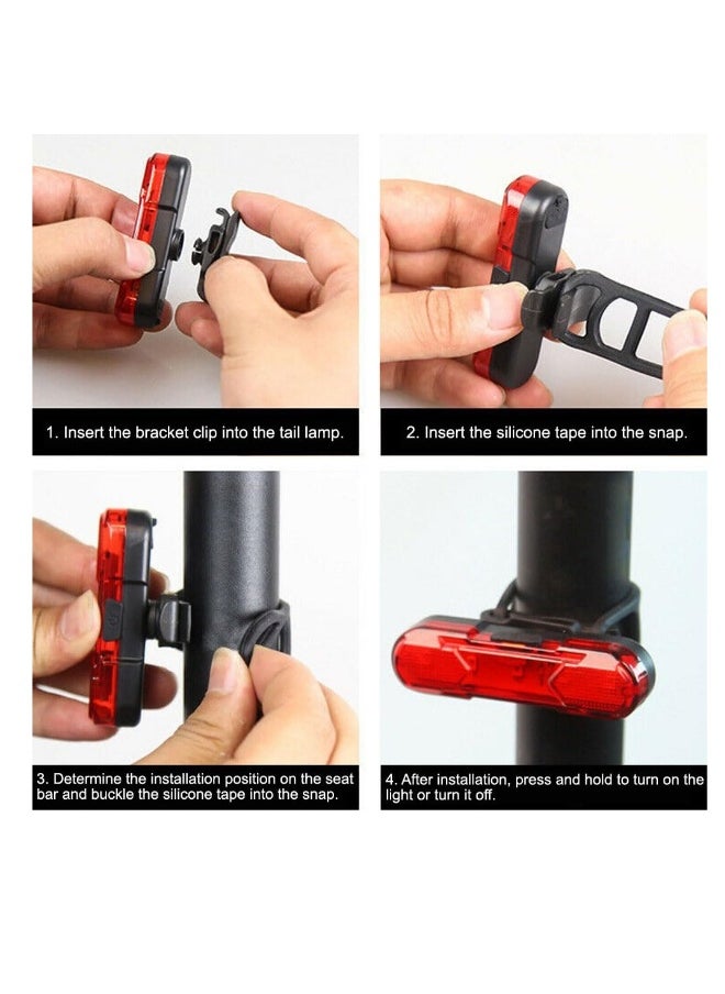 LED Bike Tail Light 2 Pack USB Rechargeable Bright Bicycle Rear Cycling Safety Flashlight with 4 Light Modes 360 Degree Rotatable Watterproof Shockproof Easy to Install  Red u0026 Bule