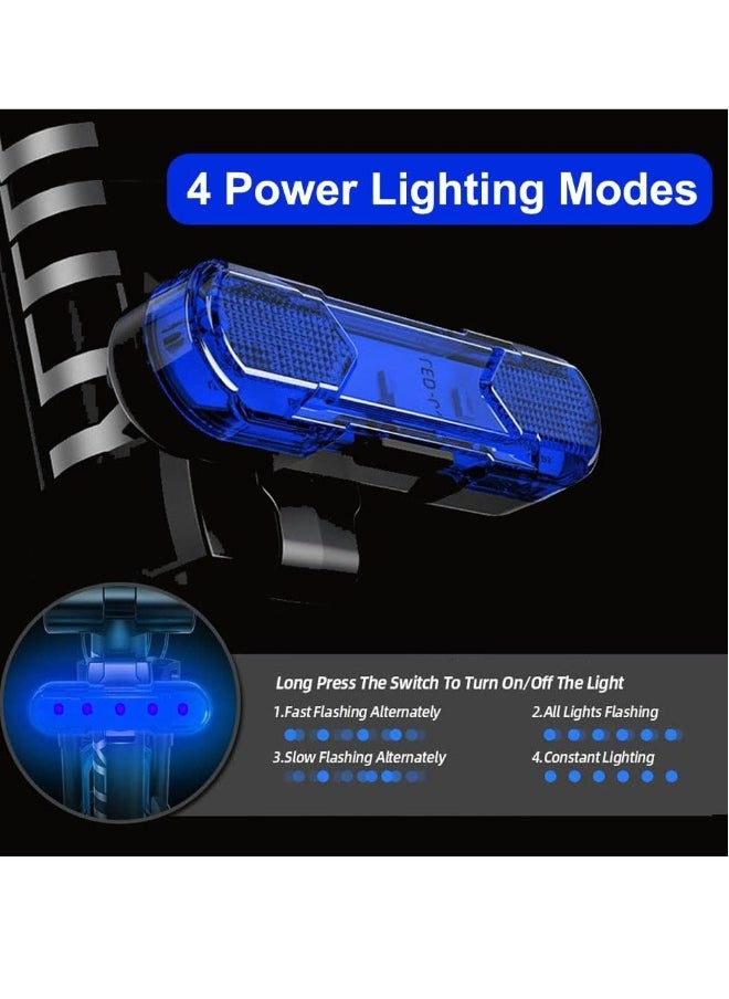 LED Bike Tail Light 2 Pack USB Rechargeable Bright Bicycle Rear Cycling Safety Flashlight with 4 Light Modes 360 Degree Rotatable Watterproof Shockproof Easy to Install  Red u0026 Bule