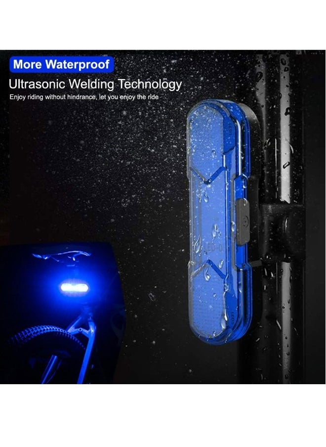 LED Bike Tail Light 2 Pack USB Rechargeable Bright Bicycle Rear Cycling Safety Flashlight with 4 Light Modes 360 Degree Rotatable Watterproof Shockproof Easy to Install  Red u0026 Bule