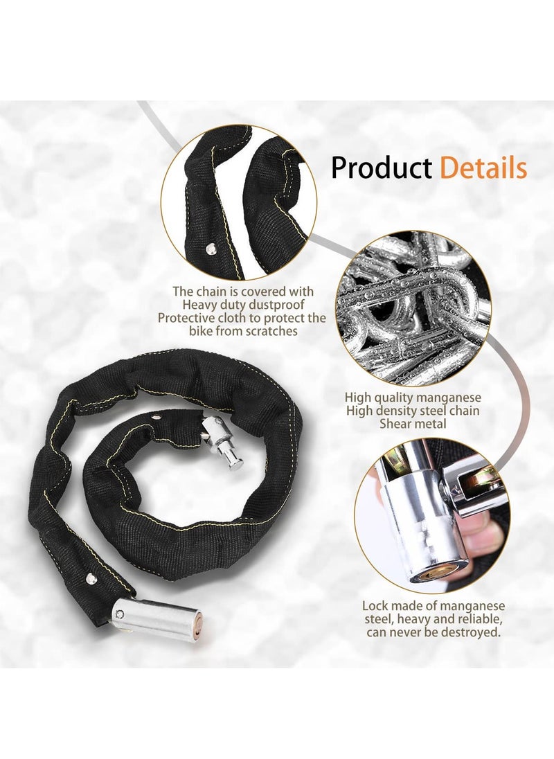 Heavy Duty Bike Chain Lock - Weatherproof Anti-Theft Security for Bicycles, Scooters, Motorcycles & More (3.6 Feet)
