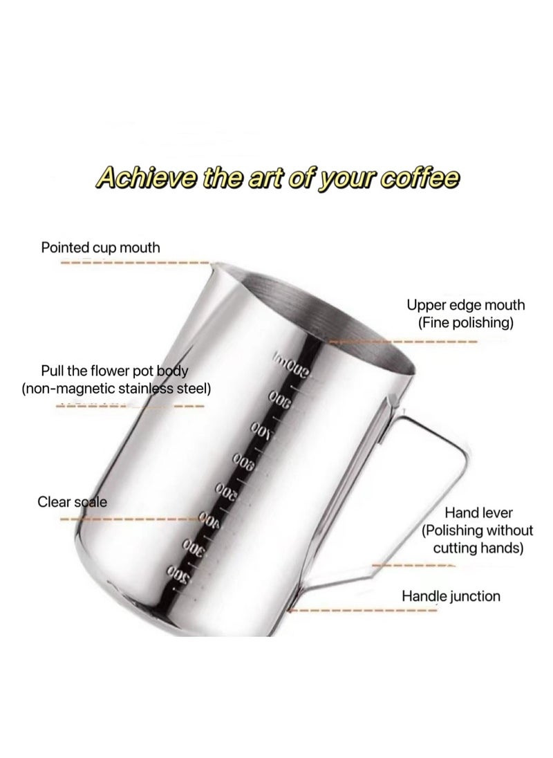 304 Stainless Steel Milk Frothing Coffee Jug Silver 350ml
