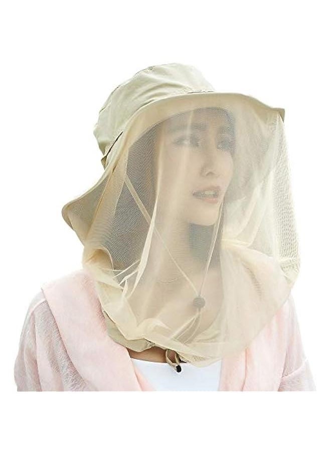 Mosquito Head Net Hat, Safari Sun Hat with Veil Mesh Protection from Insect