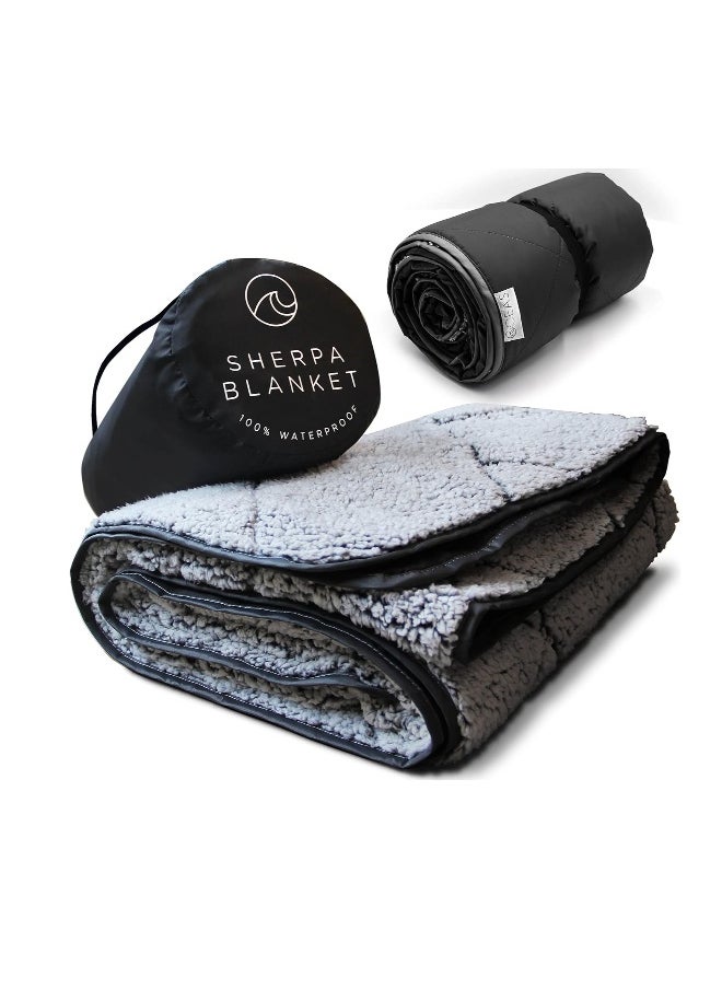 Waterproof Camping Blanket - Extra Warm and Large Sherpa Fleece Outdoor Blanket for Car, Boat, Concert, u0026 Picnic Use - Machine Washable and Windproof Camping Blankets for Cold Weather
