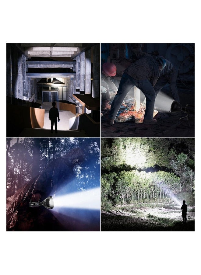 Rechargeable Spotlight Flashlights High Lumens Super Bright LED Searchlight Flashlight Waterproof 4 Modes Handheld Spotlight  with Tripod for Emergencies Fishing Hiking Camping
