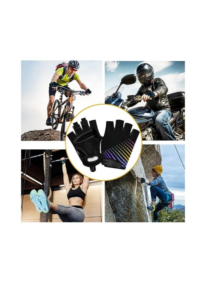 Cycling Gloves Bike Gloves, for Men Women, Breathable Anti-Slip 5mm Gel Pad, Biking Gloves Half Finger Road Bike Mtb Bicycle Gloves for Cycling, Fitness, Motorcycle, Camping, Outdoor Sports(A pair)(M)