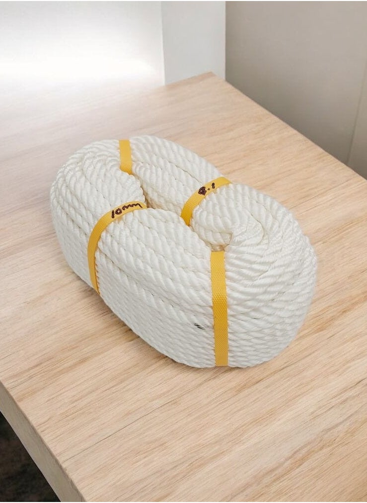 AKDC Heavy Duty Nylon Clothesline Hanging Rope for Indoor and Outdoor Camping and Travel (10MM 50YRD) White
