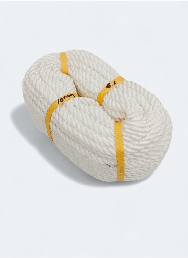 AKDC Heavy Duty Nylon Clothesline Hanging Rope for Indoor and Outdoor Camping and Travel (10MM 50YRD) White