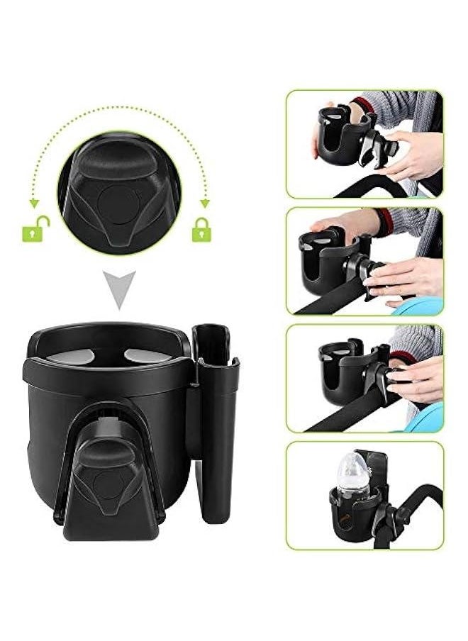 2-in-1 Walker Cup Holder with Phone Holder, Wheelchair Cup Holder, Rollator Cup Holder, Cup and Phone Holder for Walker, Wheelchair, Rollator, Mobility Scooter, Black