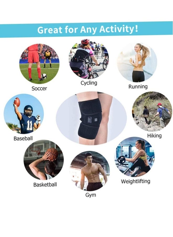 Heated Knee Braces Pain Relief Heated Knee Pad Massager Support Warm Wrap Rechargeable Electric Adjustable Temperature for Winter