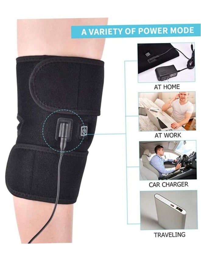 Heated Knee Braces Pain Relief Heated Knee Pad Massager Support Warm Wrap Rechargeable Electric Adjustable Temperature for Winter