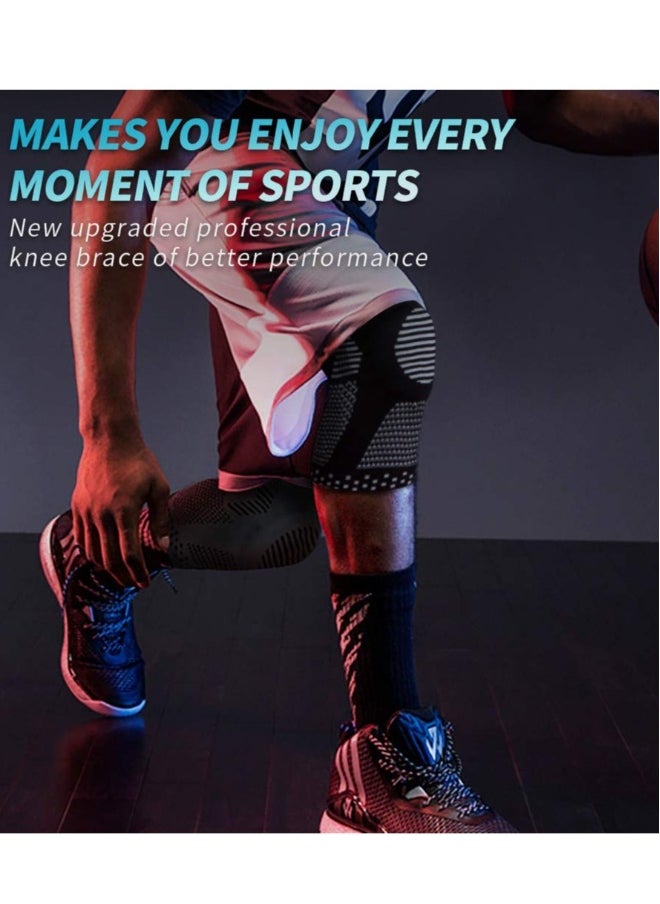 Professional knee brace for pain relief, medical knee brace with patella pad and lateral stabilizer, compression knee brace for meniscus tear, ACL injury, joint pain, runners and exercise (pair)