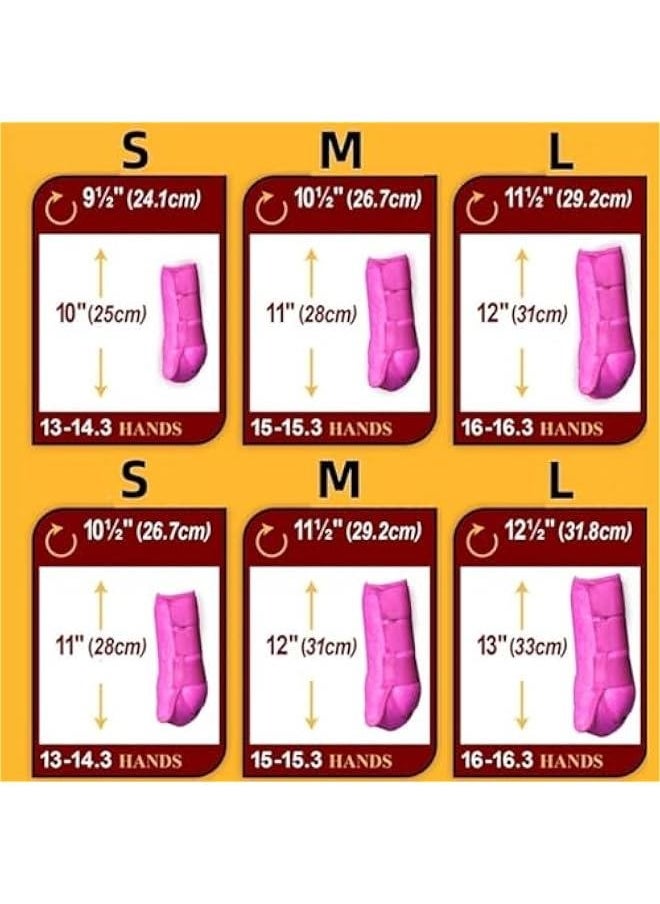 4Pcs Horse Boots Leg Protectors Adjustable Comfortable Neoprene Reusable Breathable Horse Protectors Equipment Set, Rose Pink, L