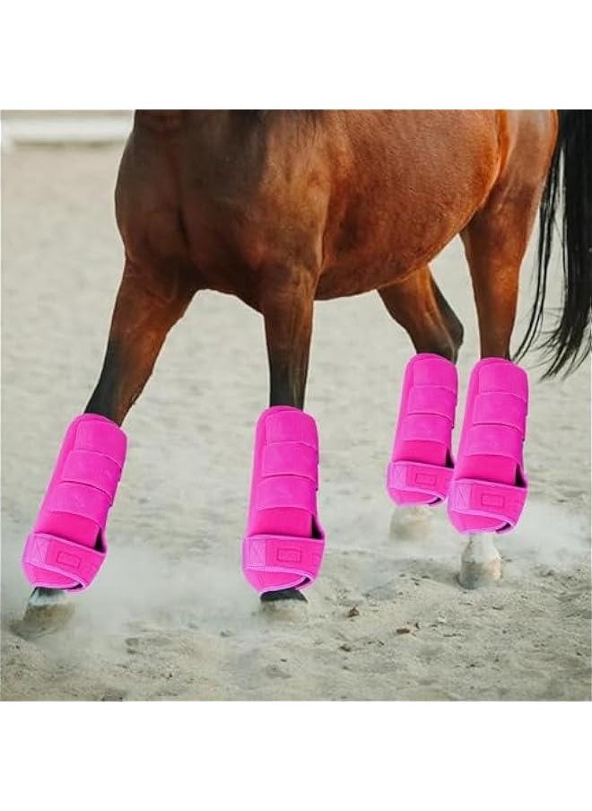 4Pcs Horse Boots Leg Protectors Adjustable Comfortable Neoprene Reusable Breathable Horse Protectors Equipment Set, Rose Pink, S