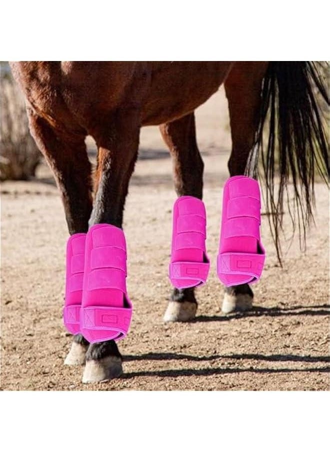 4Pcs Horse Boots Leg Protectors Adjustable Comfortable Neoprene Reusable Breathable Horse Protectors Equipment Set, Rose Pink, S