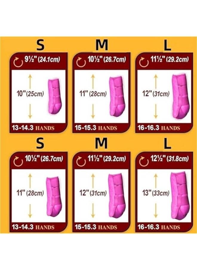 4Pcs Horse Boots Leg Protectors Adjustable Comfortable Neoprene Reusable Breathable Horse Protectors Equipment Set, Rose Pink, S