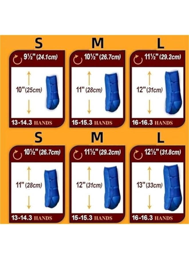 4Pcs Horse Boots Leg Protectors Adjustable Comfortable Neoprene Reusable Breathable Horse Protectors Equipment Set, Blue, L