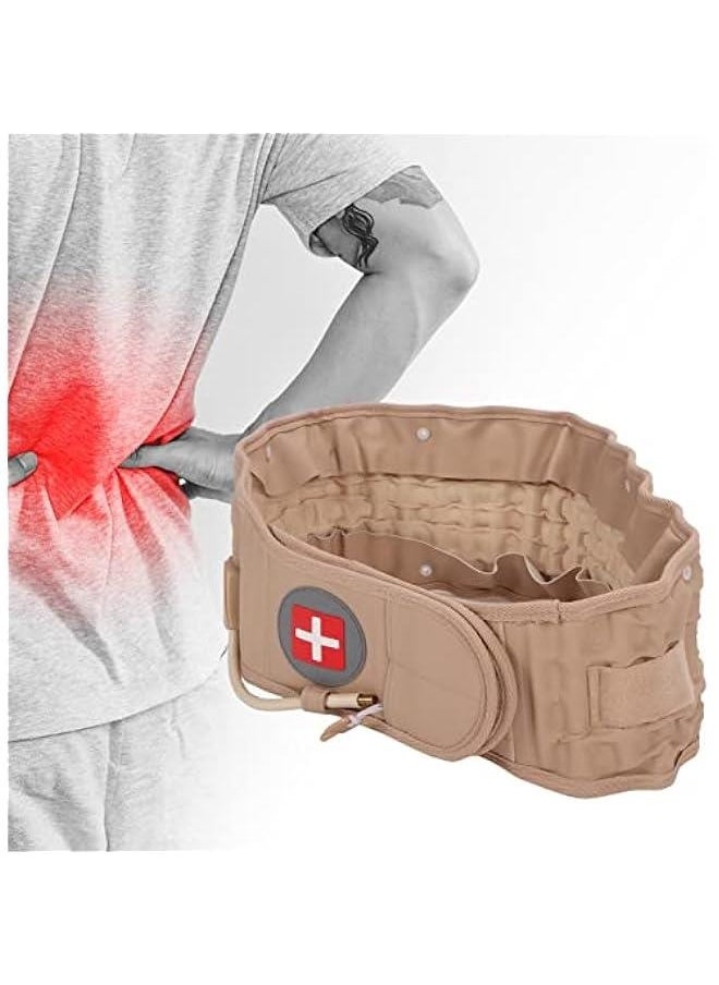 Inflatable Back Brace for Lower Back Pain Relief - Lumbar Support Belt with Hand Pump Back Pain Relief Lumbar Support Back Traction Device with Hand Pump (Khaki)