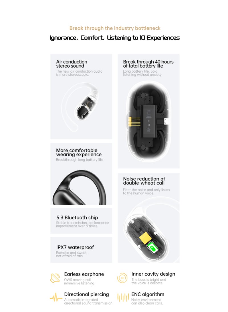 X18 Sports In-Ear Digital Display With Transparent Cover Ultra Long Standby Earbuds Black