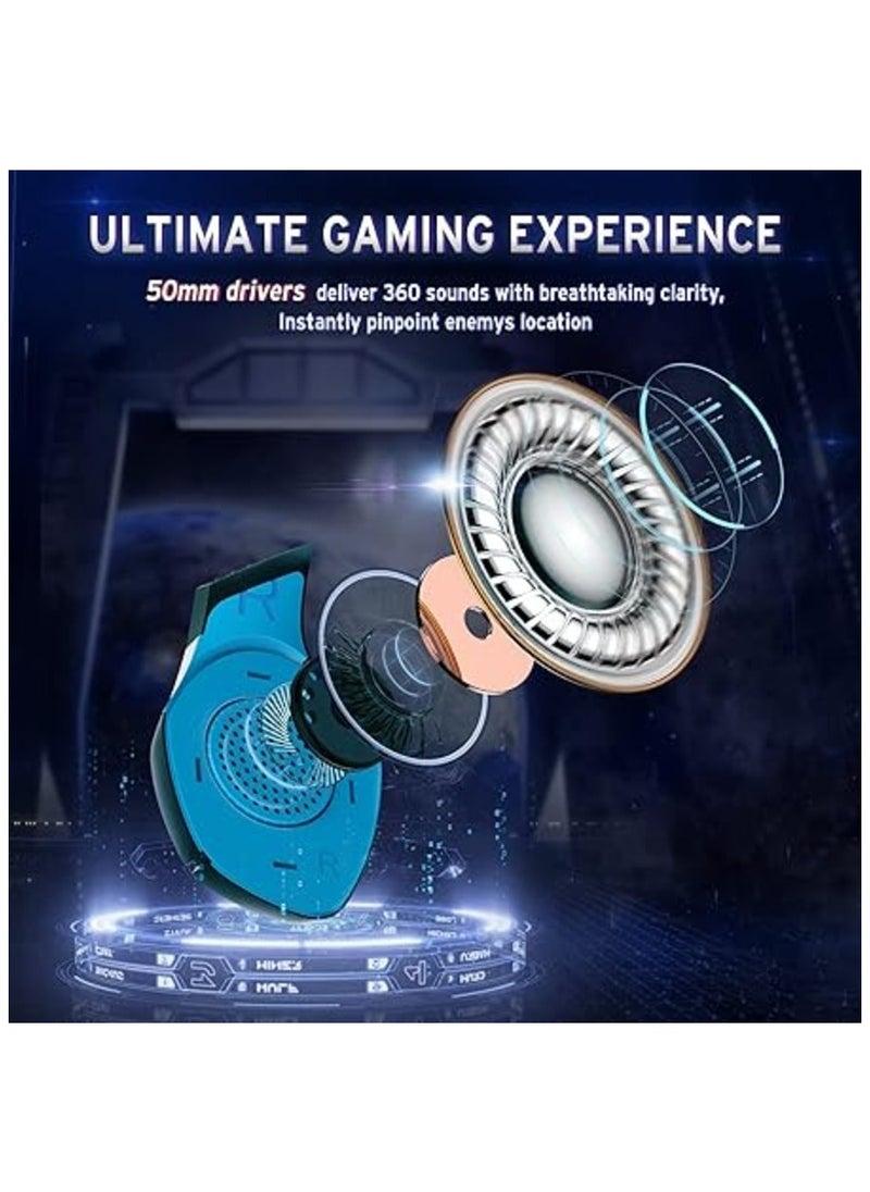 Euarne Gaming Headset for Ps4Xbox One PS5 3 5mm Noise Canceling Headphones with 3D Surround Sound Stereo USB LED Headphones with Omnidirectional Microphone for PC Mac Laptop Playstation 5