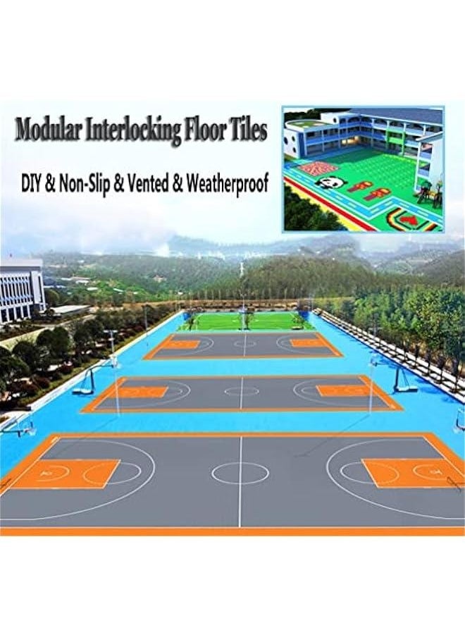 25CM Modular Interlocking Floor Tiles, Outdoor Basketball Court Badminton Court Weatherproof Stitching Sports Mat