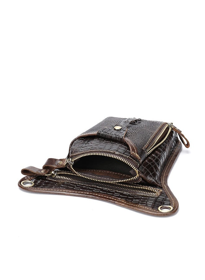 Fashionable Leather Waist Pack -for Men Women Belt Multi-Purpose Motorcycle Bike Outdoor Sports Tactical Cycling Riding Hiking Thigh Bag