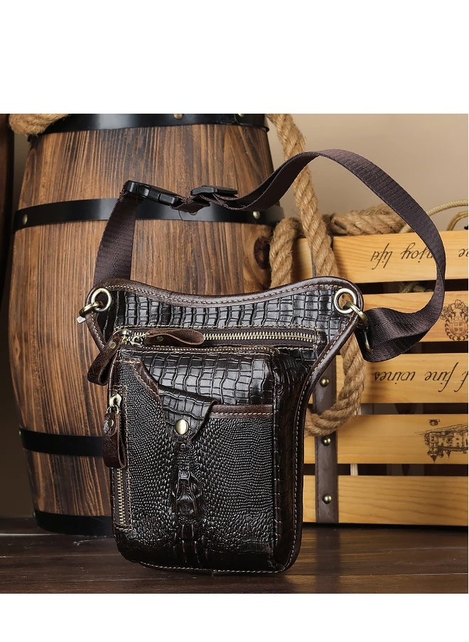 Fashionable Leather Waist Pack -for Men Women Belt Multi-Purpose Motorcycle Bike Outdoor Sports Tactical Cycling Riding Hiking Thigh Bag
