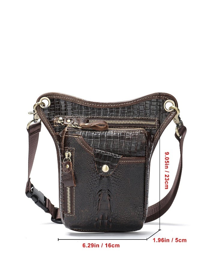 Fashionable Leather Waist Pack -for Men Women Belt Multi-Purpose Motorcycle Bike Outdoor Sports Tactical Cycling Riding Hiking Thigh Bag