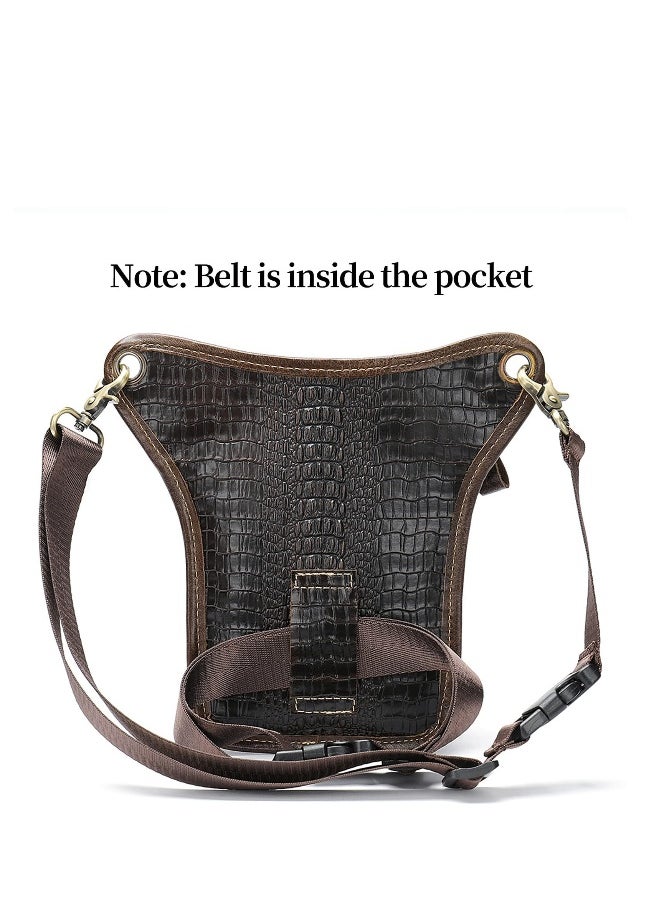 Fashionable Leather Waist Pack -for Men Women Belt Multi-Purpose Motorcycle Bike Outdoor Sports Tactical Cycling Riding Hiking Thigh Bag