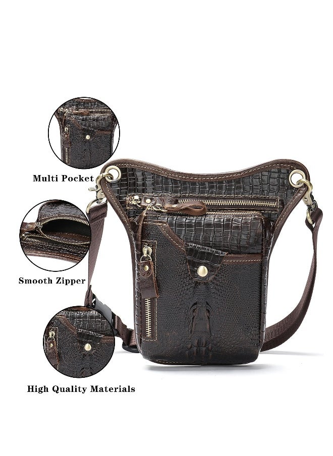 Fashionable Leather Waist Pack -for Men Women Belt Multi-Purpose Motorcycle Bike Outdoor Sports Tactical Cycling Riding Hiking Thigh Bag