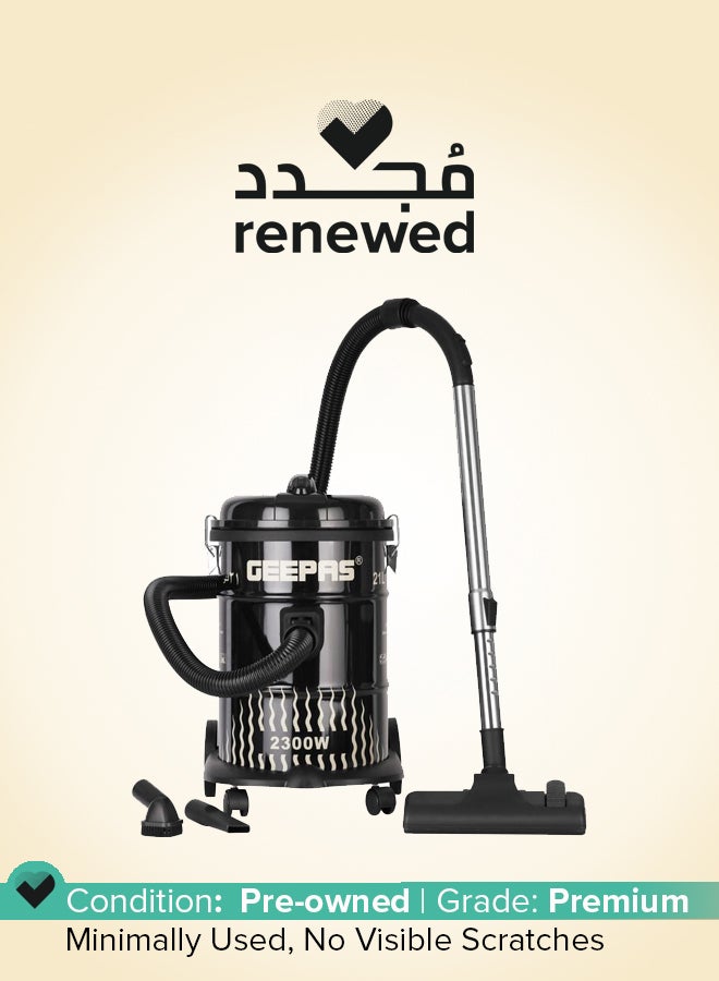 Renewed - Dry and Blow Vacuum Cleaner , Stainless Steel Drum Tank with Powerful Copper Motor 21 L 2300 W GVC2592 Black