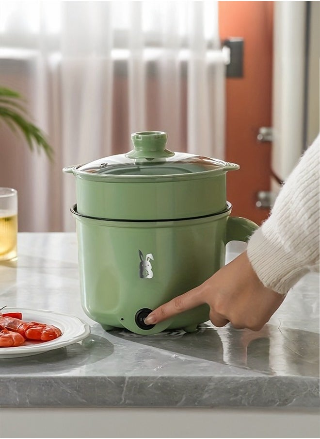 1.8L Electric Cooker, Non-Stick Mini Hot Pot Electric, Portable Travel Cooker, Rapid Noodles Cooker, for Personal Ramen Boiling Steak Egg Oatmeal Soup Shabu Shabu Pot Simmer Pot