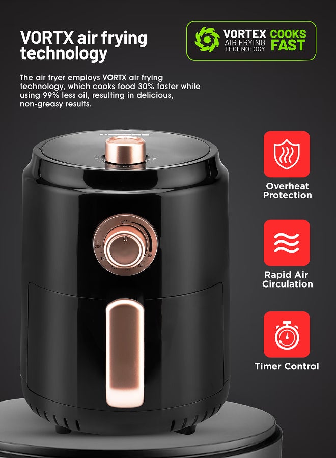 Renewed - Air Fryer With Vortx Air Frying Technology| Oil Free Cooking, Adjustable Timer And Temperature 1-30 Minutes Timer| Ideal For Making Fries Steak  Chicken Cake Meat Bread 1.8 L 1100 W GAF37516 Black