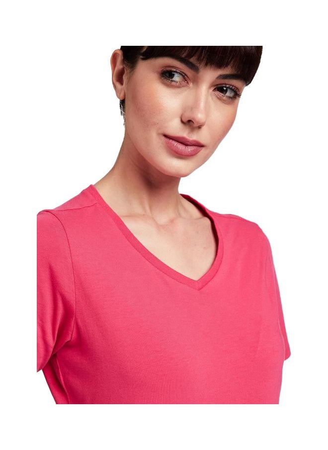 Jockey 1359 Women Super Combed Cotton Elastane Stretch Regular Fit Solid V Neck Half Sleeve T Shirt