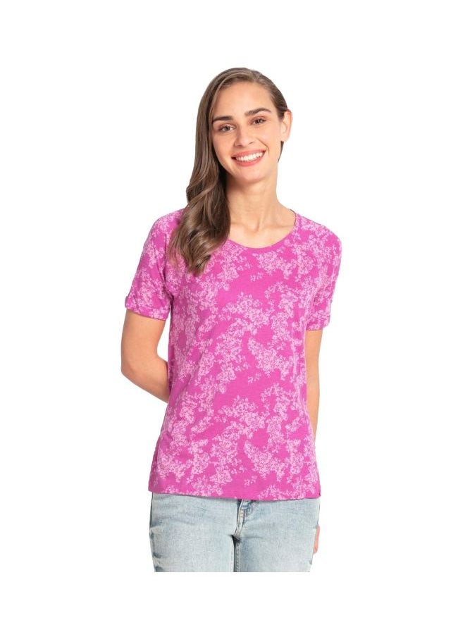 Jockey AW13 Women Micro Modal Cotton Relaxed Fit Printed Round Neck Half Sleeve T Shirt
