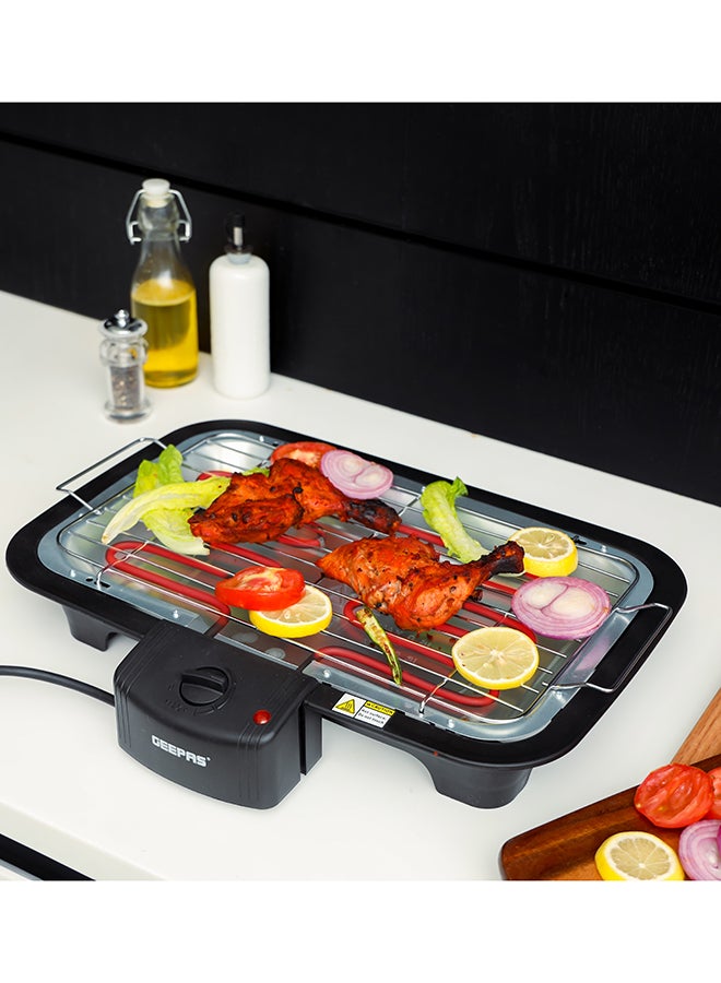 Renewed - Electric Barbecue Grill - Auto-Thermostat Control with Overheat Protection | Detachable Heating Element | Perfect for both Indoor & Outdoor cooking, Smoke Free, Easy To Clean , Versatile USE 2000 W GBG9898 Black