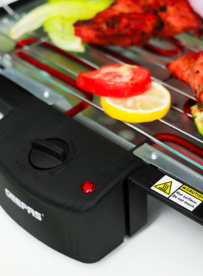 Renewed - Electric Barbecue Grill - Auto-Thermostat Control with Overheat Protection | Detachable Heating Element | Perfect for both Indoor & Outdoor cooking, Smoke Free, Easy To Clean , Versatile USE 2000 W GBG9898 Black
