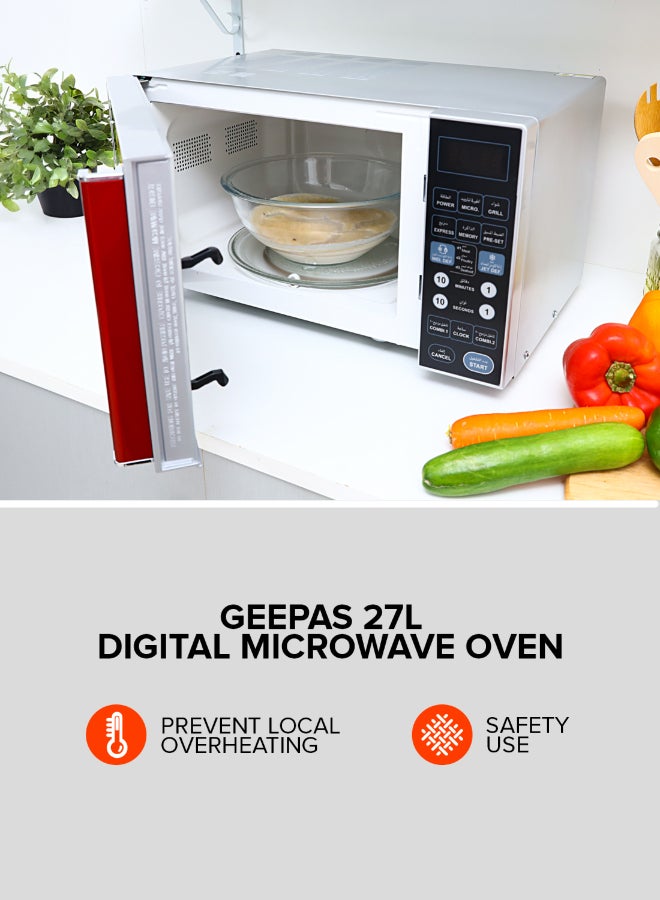 Renewed - Digital Microwave Oven - Microwave Oven with Multiple Cooking Menus |Reheating & Defrost Function |Child Lock |Digital Controls 27 L 900 W GMO1876 Silver