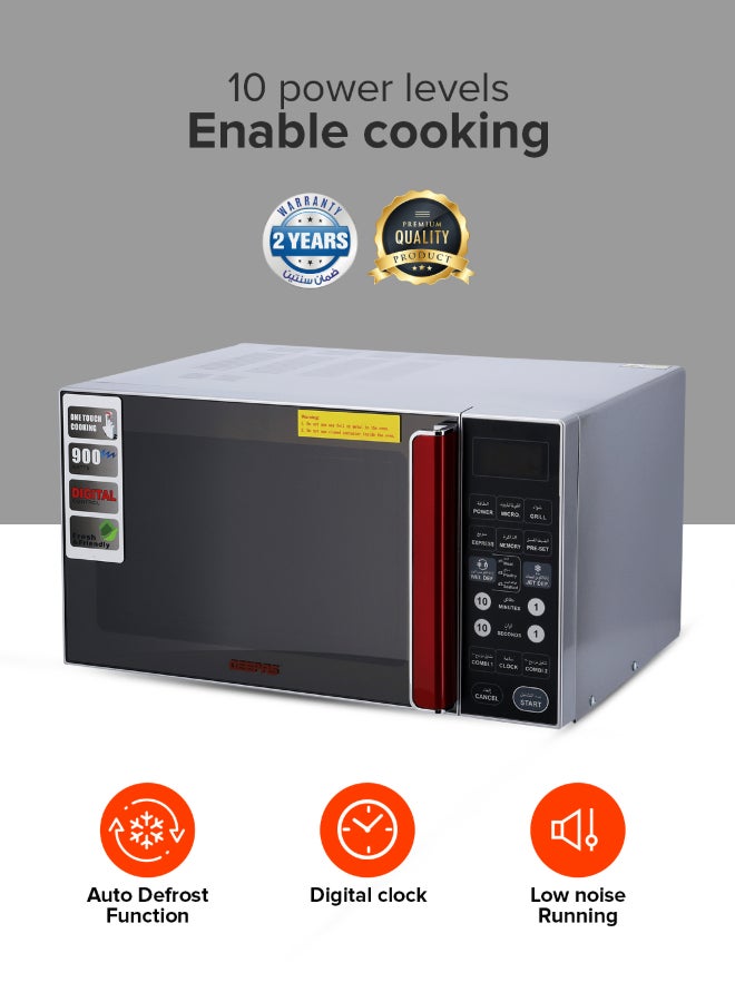Renewed - Digital Microwave Oven - Microwave Oven with Multiple Cooking Menus |Reheating & Defrost Function |Child Lock |Digital Controls 27 L 900 W GMO1876 Silver