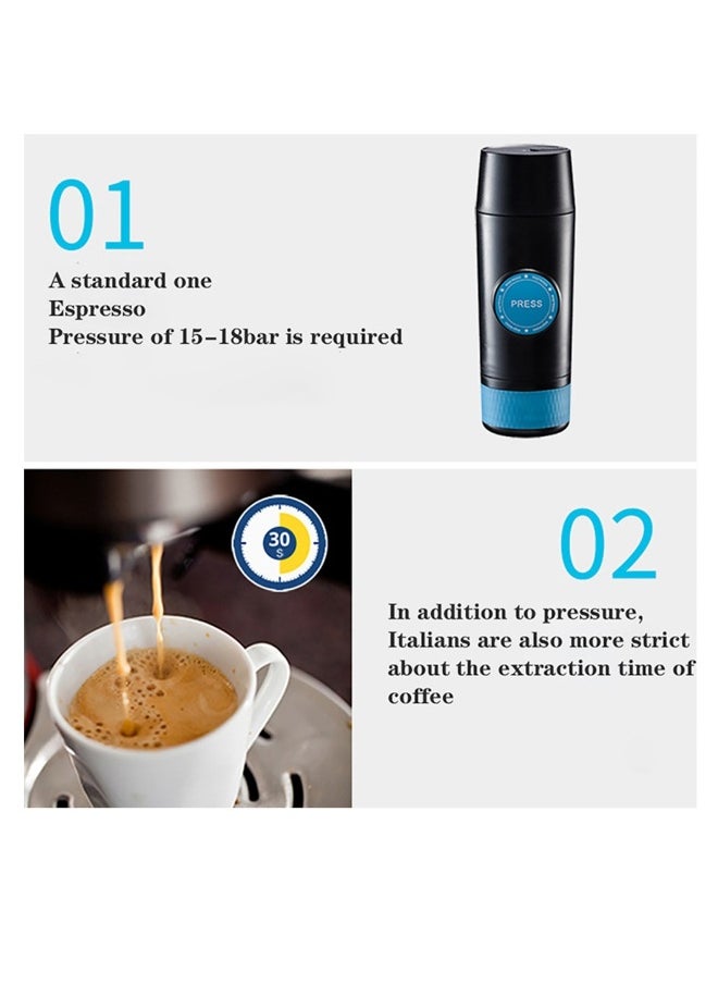 Electric Coffee Machine ,Mini Portable Ground Coffee Espresso Machine , Maker for Camping Hiking Black, Vehicle Mounted Outdoor Coffee Machine , Capsule Coffee Machine 22*7*7cm